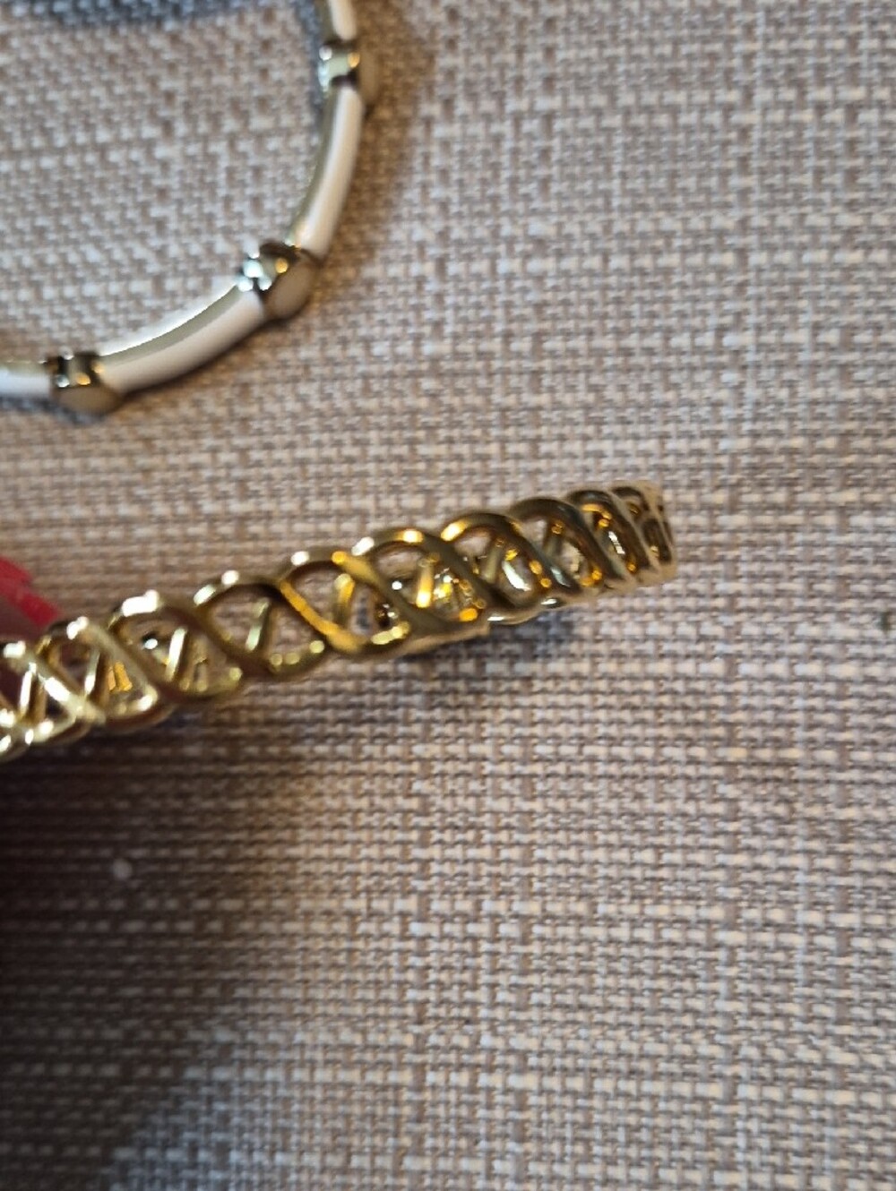 Park Lane Gold and Cream Stacked Bangle Set - Picture 3 of 5